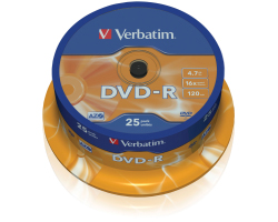 DVD-R Verbatim 4.7GB 16× Matt Silver 25 pack spindle