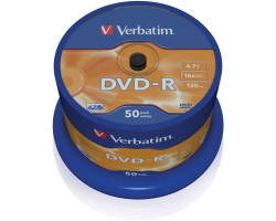 DVD-R Verbatim 4.7GB 16× Matt Silver 50 pack spindle