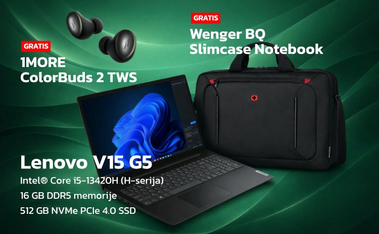 Lenovo V15 G5 IRL + Wenger BQ Slimcase Notebook + 1MORE ColorBuds 2 TWS