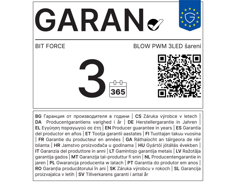 Bit Force BLOW PWM 3 LED PC hladnjak za kućište 120×120mm, šareni