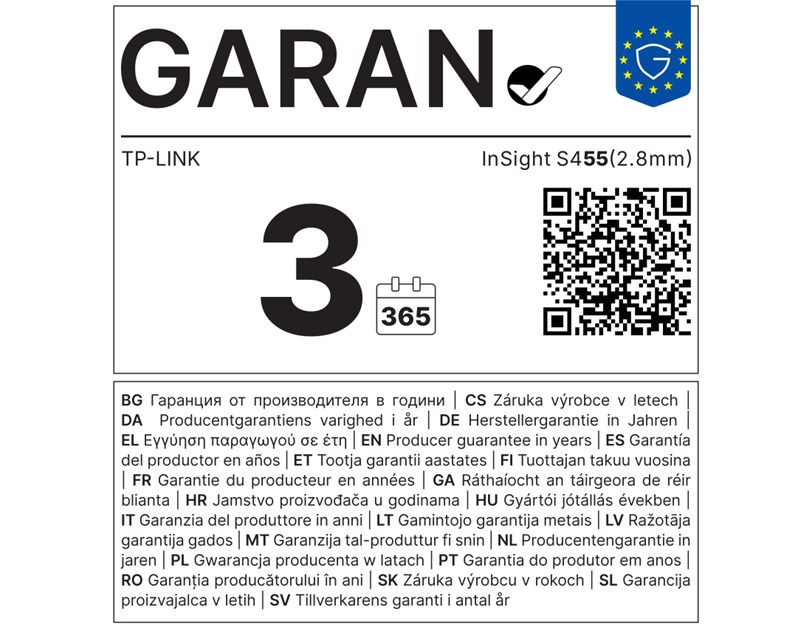 TP-Link VIGI InSight S455 mrežna nadzorna kamera, 5MP, Full-Color, 2,8mm, H.265+, PoE, microSD do 512GB, IP67