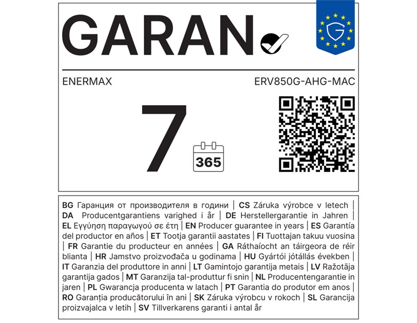 Enermax 850W Revolution III, ATX 3.1, 80+ GOLD, modularno, 3×PCIe, 9×SATA, 24-pina, 120mm ventilator