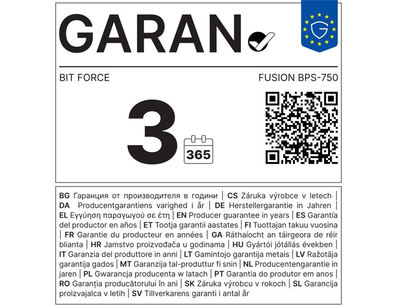 BIT FORCE napajanje 750W 80+ BRONZE FUSION BPS-750 modularno, ATX 3.1, PCI-E 5.1