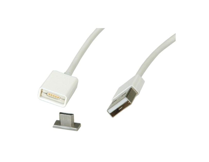Roline USB2.0 magnetski kabel TIP A(M) na Micro B(M), 1.0m, bijeli