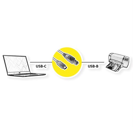 Roline USB2.0 Kabel TIP C, C - B, M/M, 3m, crni