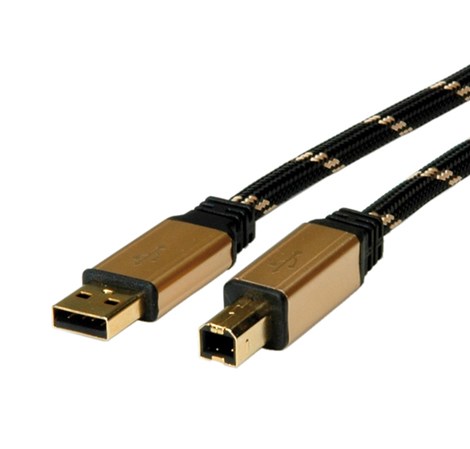 Roline GOLD USB2.0 kabel TIP A/B M/M, 1.8m, crno/zlatni