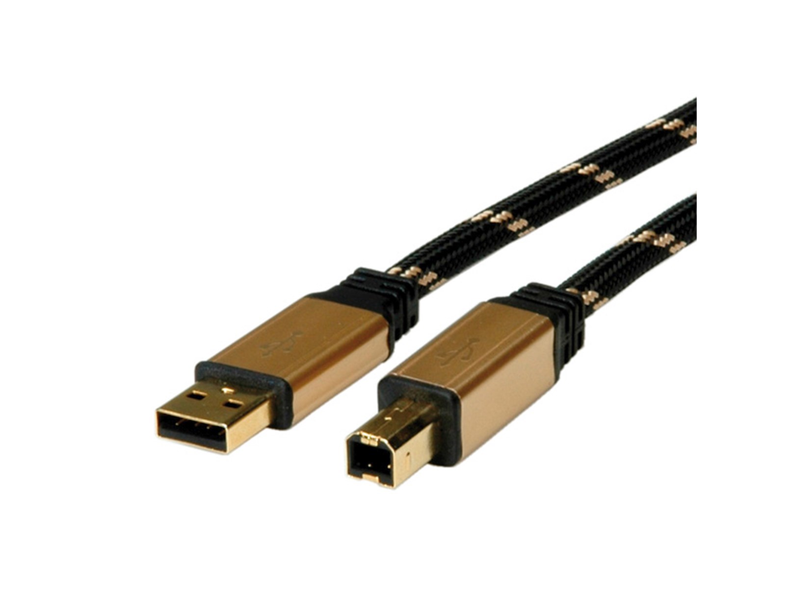 Roline GOLD USB2.0 kabel TIP A/B M/M, 1.8m, crno/zlatni