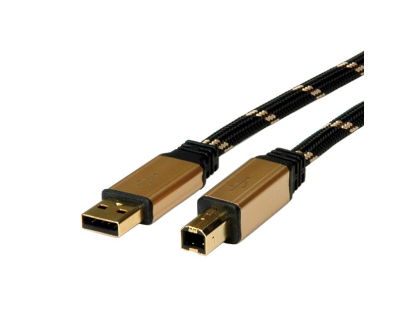 Roline GOLD USB2.0 kabel TIP A/B M/M, 1.8m, crno/zlatni