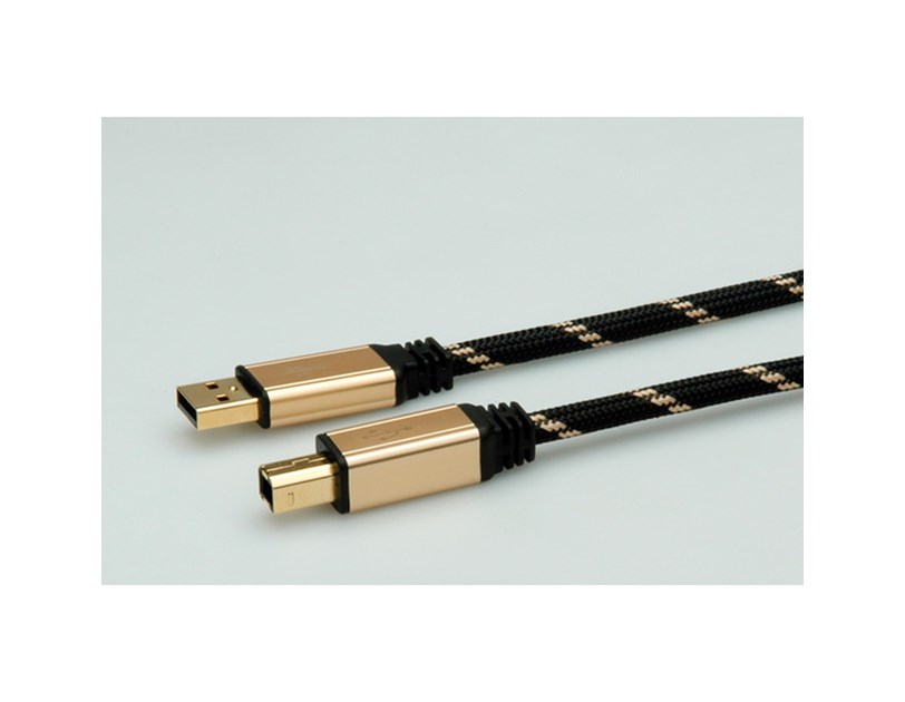 Roline GOLD USB2.0 kabel TIP A/B M/M, 1.8m, crno/zlatni