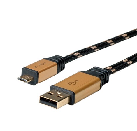 Roline GOLD USB2.0 kabel TIP A(M) - Micro B(M), 0.8m, crno/zlatni
