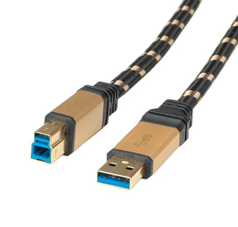 Roline GOLD USB3.0 kabel TIP A/B M/M, 1.8m, crno/zlatni