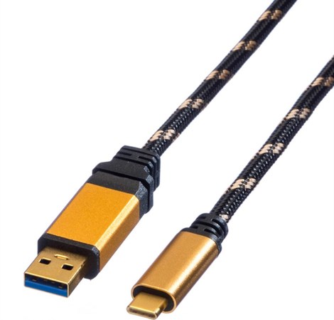 Roline GOLD USB3.1 Gen2 kabel TIP A-C M/M, 1.0m, crno/zlatni