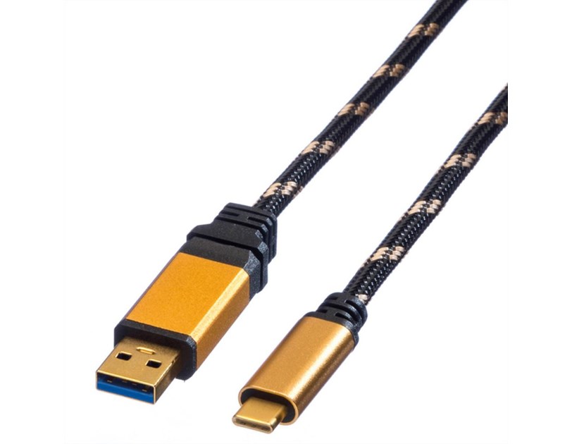 Roline GOLD USB3.1 Gen2 kabel TIP A-C M/M, 1.0m, crno/zlatni