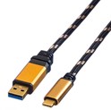 Roline GOLD USB3.1 Gen2 kabel TIP A-C M/M, 1.0m, crno/zlatni