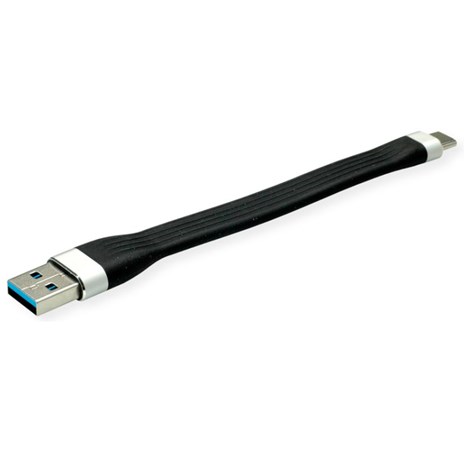 Roline USB3.2 Gen 1 silikonski kabel TIP A-C M/M, 0.11m, crni