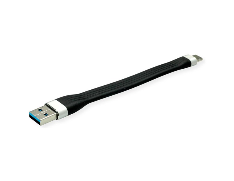 Roline USB3.2 Gen 1 silikonski kabel TIP A-C M/M, 0.11m, crni