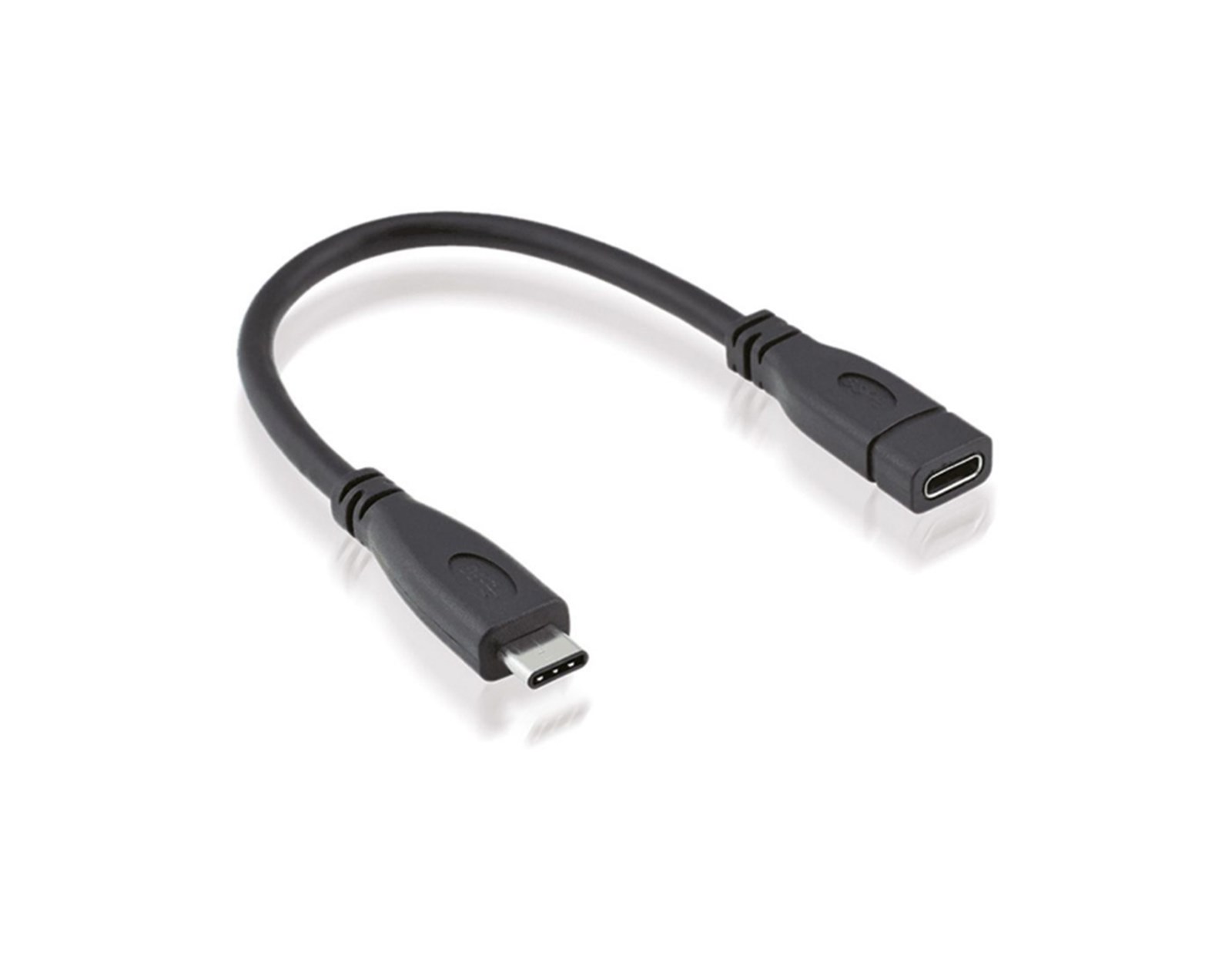 Roline USB-C kabel (M/F), 20V/5A, 0.15m, crni