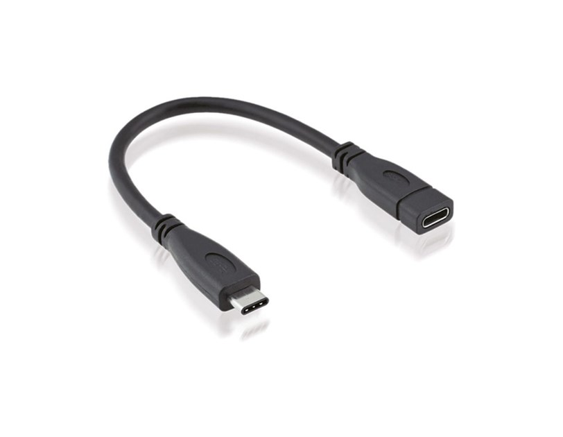 Roline USB-C kabel (M/F), 20V/5A, 0.15m, crni