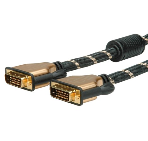 Roline GOLD DVI kabel, DVI-D (24+1) Dual Link, M/M, 1.0m, crno/zlatni