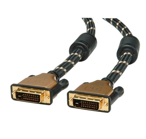 Roline GOLD DVI kabel, DVI-D (24+1) Dual Link, M/M, 2.0m, crno/zlatni