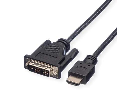 Roline DVI kabel, DVI-D (18+1) - HDMI, M/M, crni, 1 m
