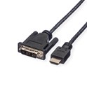 Roline DVI kabel, DVI-D (18+1) - HDMI, M/M, crni, 1 m