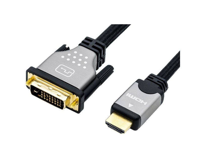 Roline DVI kabel, DVI-D (24+1) - HDMI, Dual Link, M/M, 3.0m, crno/sivi