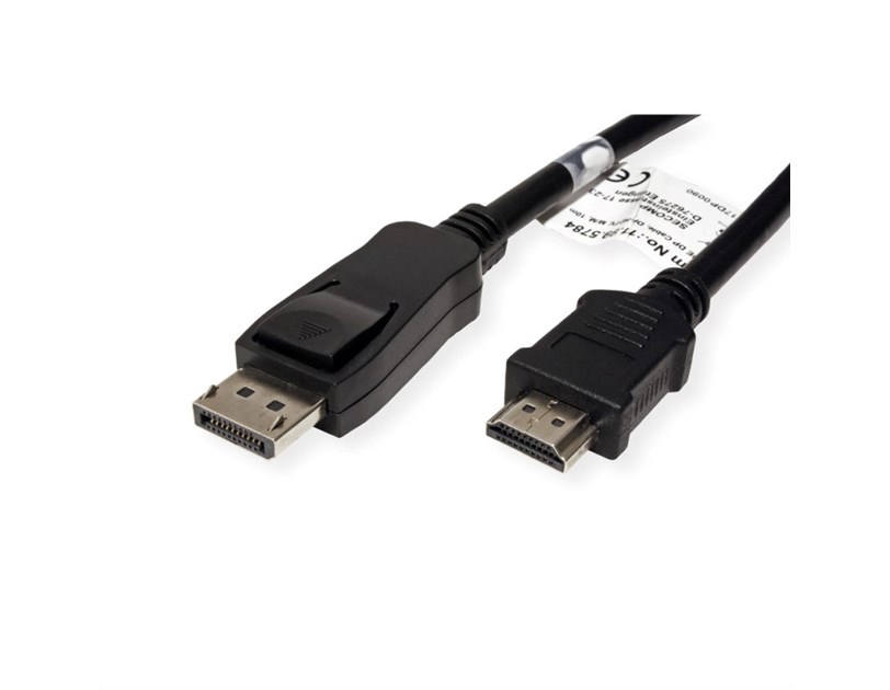 Roline VALUE DisplayPort kabel v1.1, DP - HDMI (HDTV), M/M, 10m, crni