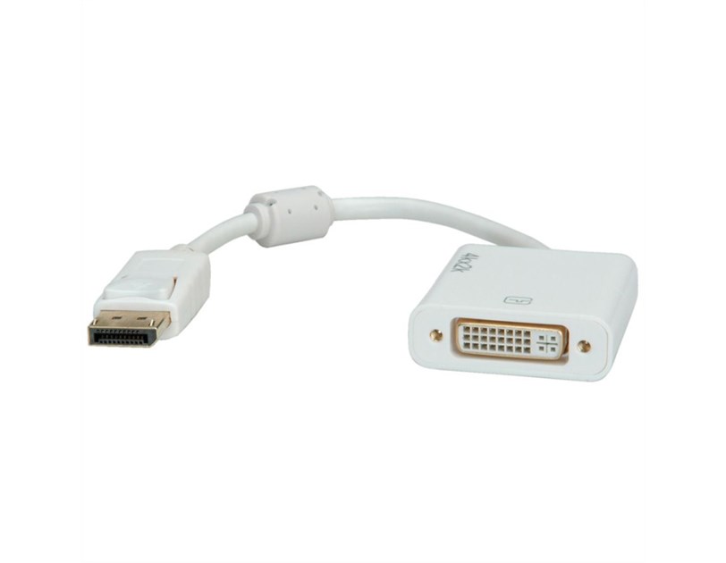 Roline adapter/kabel DisplayPort - DVI-D (24+1), M/F, 4K30, aktivni, 0.15m