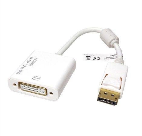 Roline adapter/kabel DisplayPort - DVI-D (24+1), M/F, 4K30, aktivni, 0.15m