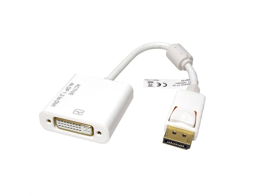 Roline adapter/kabel DisplayPort - DVI-D (24+1), M/F, 4K30, aktivni, 0.15m