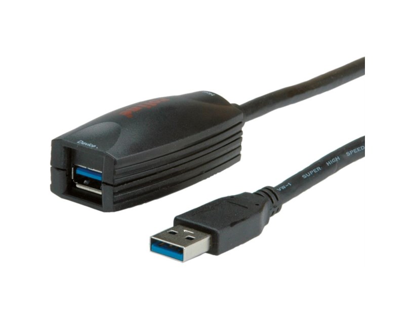 Roline USB3.0 aktivni produžni kabel sa ponavljačem, 5.0m, crni