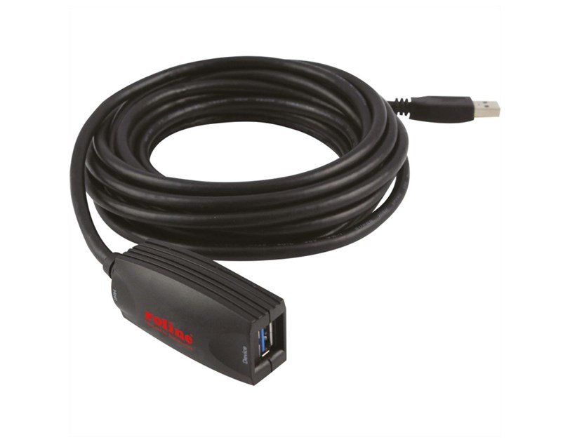 Roline USB3.0 aktivni produžni kabel sa ponavljačem, 5.0m, crni