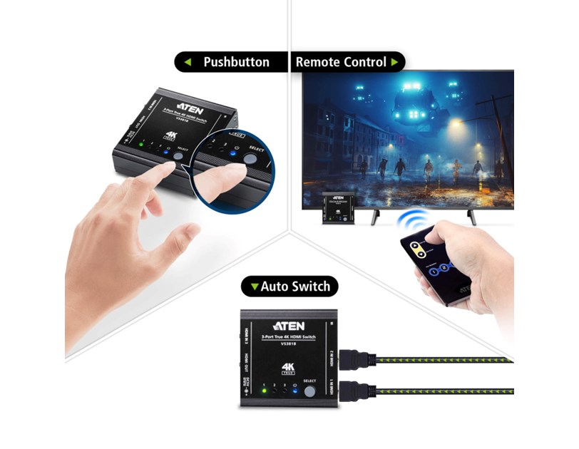 Aten 3-Port True 4K HDMI Switch