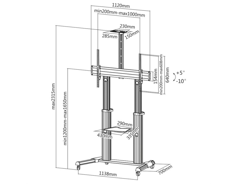 Roline mobilni stalak za TV/LCD, do 100kg, srebrni