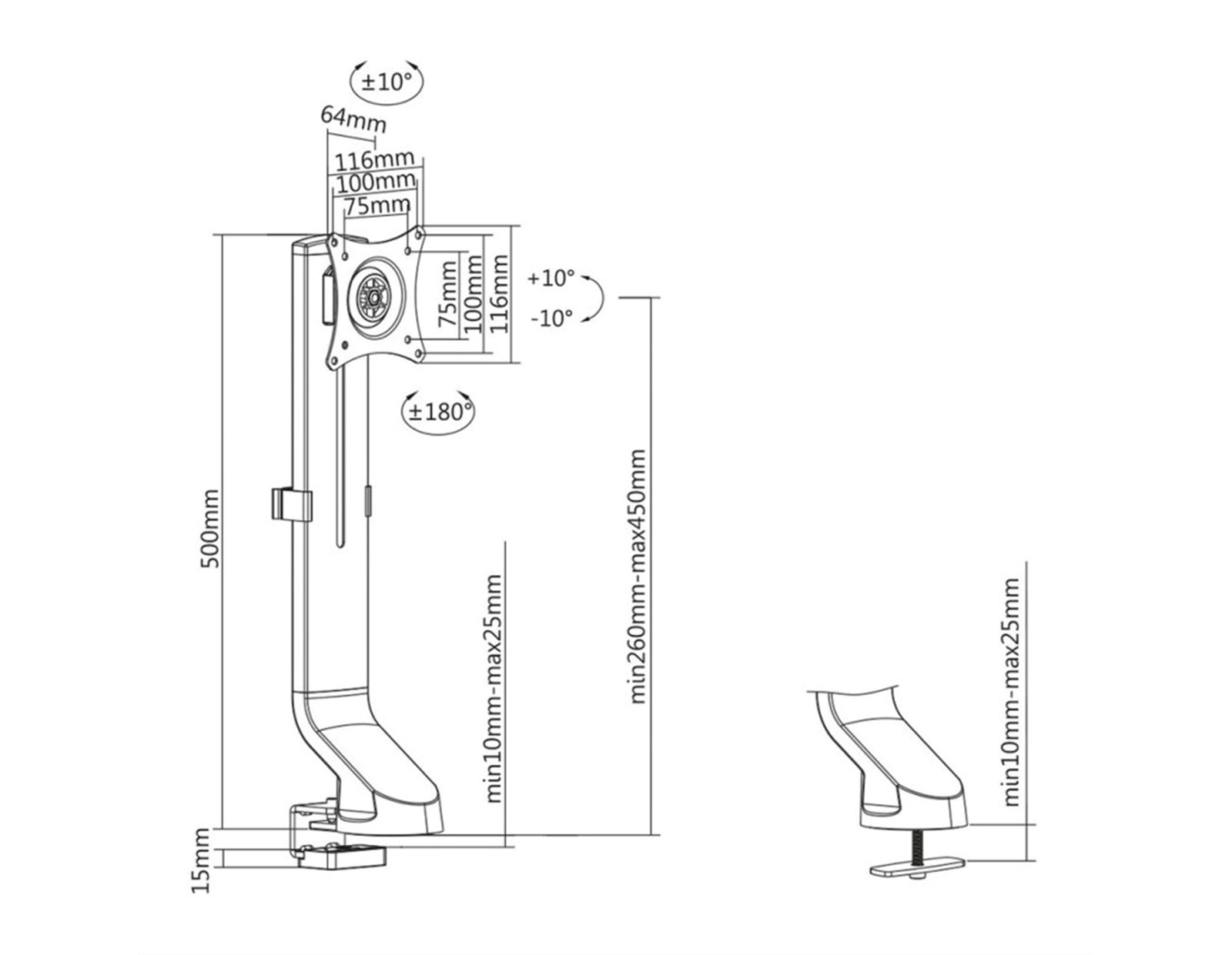 Roline VALUE stolni nosač za monitor, za sjedeći/stajaći položaj, 3 spoja