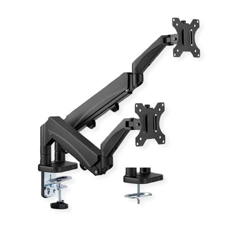 Roline VALUE dvostruki stolni nosač monitora, 5 spojeva, Pivot, nosivost 9 kg, crni