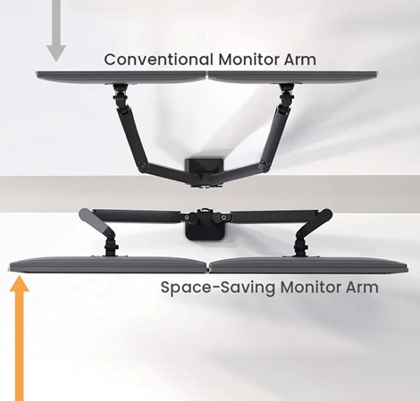 Roline VALUE dvostruki stolni nosač monitora, 5 spojeva, Pivot, nosivost 9 kg, crni
