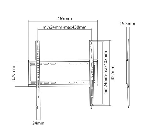 Roline VALUE zidni nosač za TV 32"-55", nosivost do 35kg, Low Profile, crni