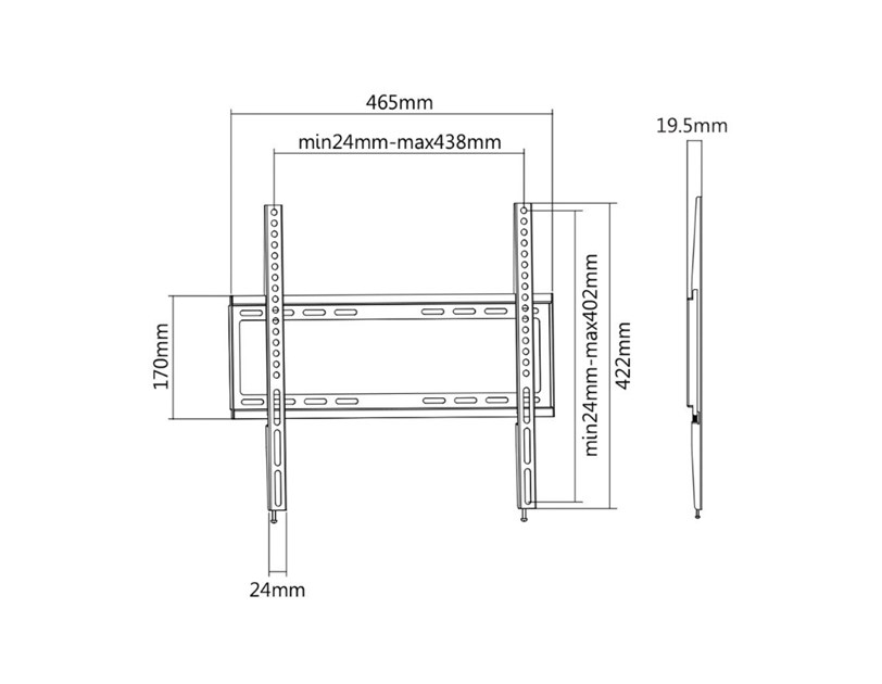Roline VALUE zidni nosač za TV 32"-55", nosivost do 35kg, Low Profile, crni