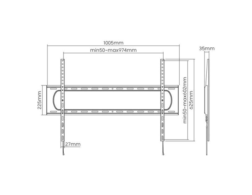 Roline VALUE zidni nosač za TV 60"-120", udaljenost od zida 35mm, nosivost 120kg, crni