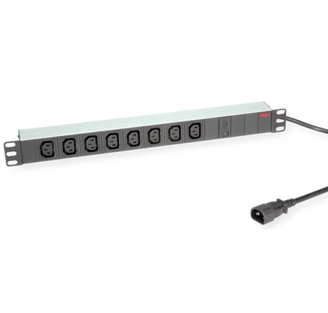 Roline strujna priključnica 19", 8×IEC3200 C13-C14 M (UPS) priključak kabla, 2.0m, aluminium