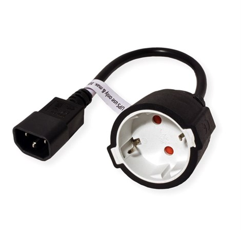 Roline VALUE naponski kabel, IEC320 C14-CEE 7/7, M/F, 0.3m, crni