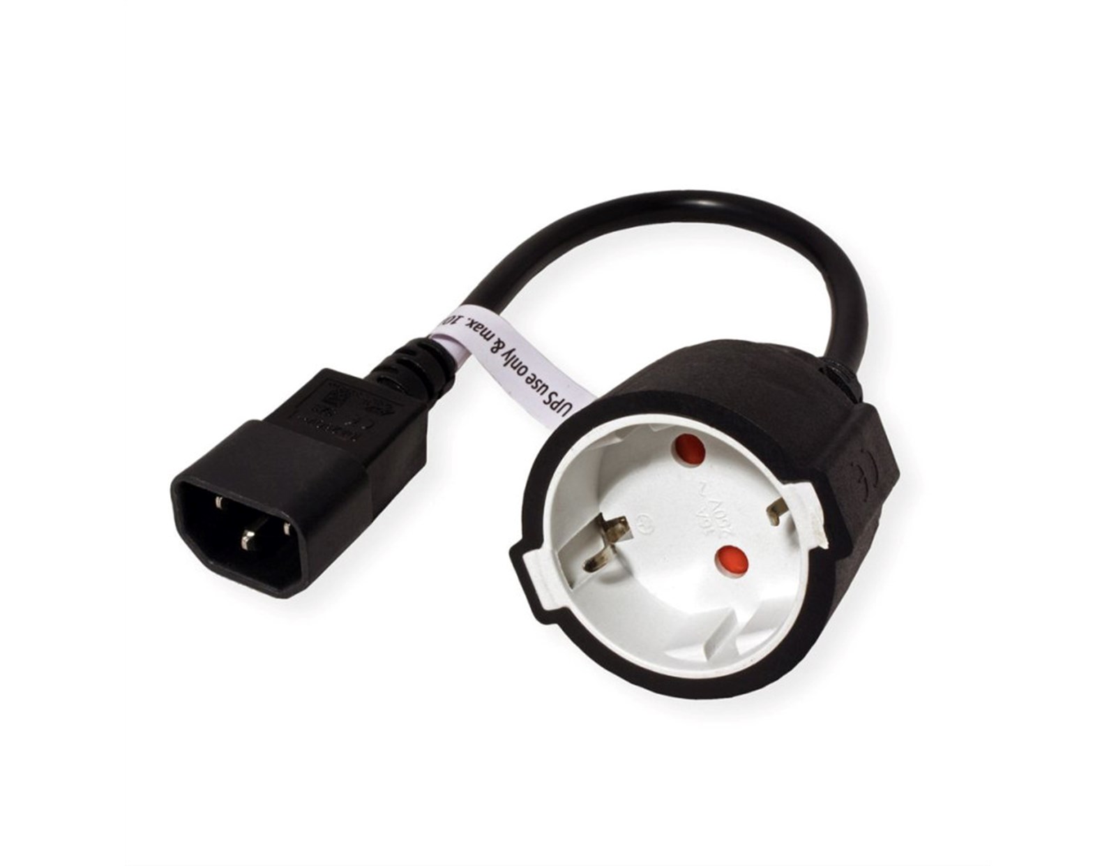 Roline VALUE naponski kabel, IEC320 C14-CEE 7/7, M/F, 0.3m, crni