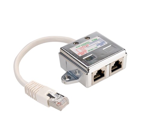 Roline VALUE Y (T) adapter Cat.5e/Class D, 1×RJ45 - 2×RJ45, M/F, STP, srebrni