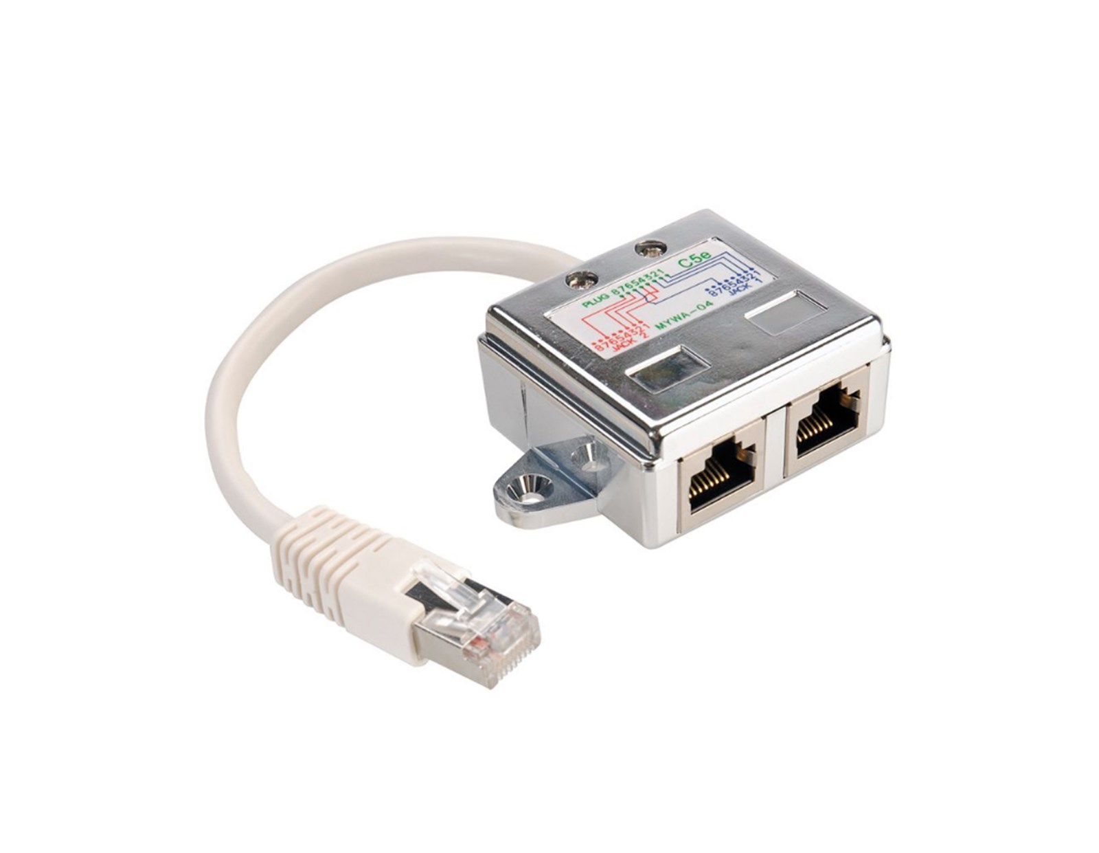 Roline VALUE Y (T) adapter Cat.5e/Class D, 1×RJ45 - 2×RJ45, M/F, STP, srebrni