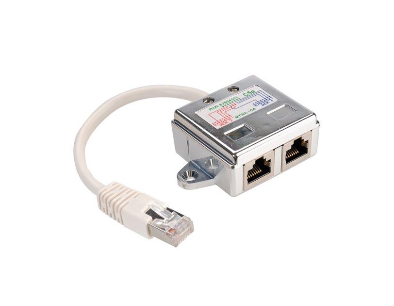 Roline VALUE Y (T) adapter Cat.5e/Class D, 1×RJ45 - 2×RJ45, M/F, STP, srebrni