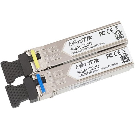 Mikrotik SFP modul Par, S-35LC20D (1.25G SM 20km T1310nm/R1550nm) + S-53LC20D (1.25G SM 20km T1550nm/R1310nm)