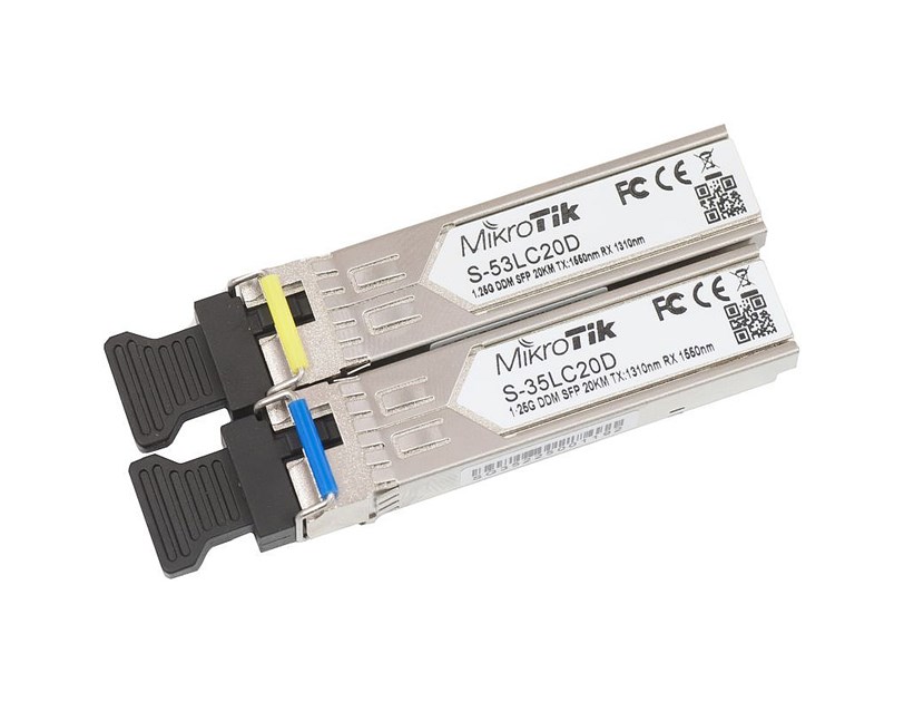 Mikrotik SFP modul Par, S-35LC20D (1.25G SM 20km T1310nm/R1550nm) + S-53LC20D (1.25G SM 20km T1550nm/R1310nm)