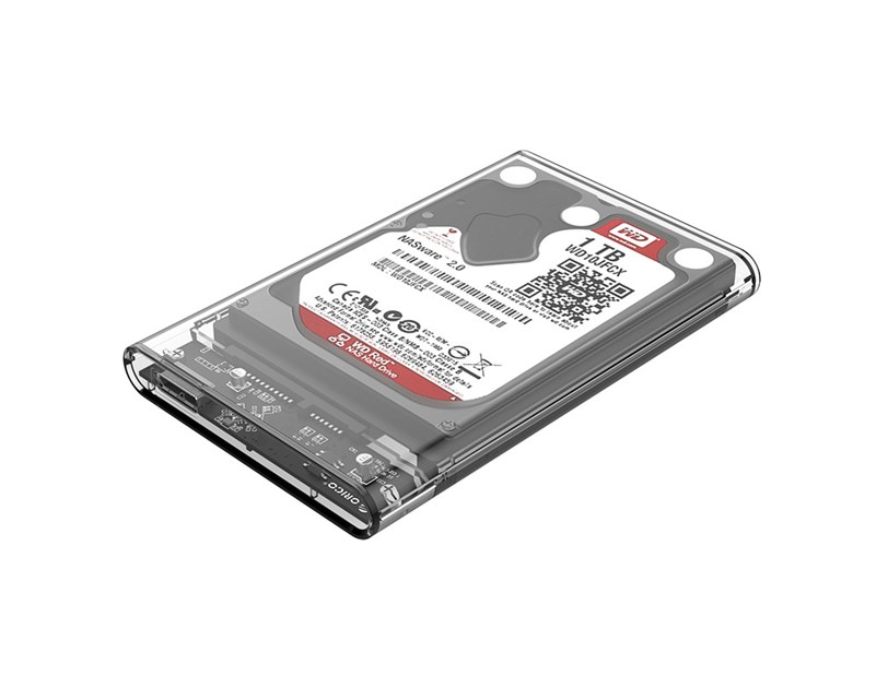 Orico vanjsko kućište 2.5" SATA HDD/SSD, do 9.5 mm, tool free, USB3.0 (SATA3 podržano) prozirno kućište (ORICO-2139U3-CR-EP-HW)